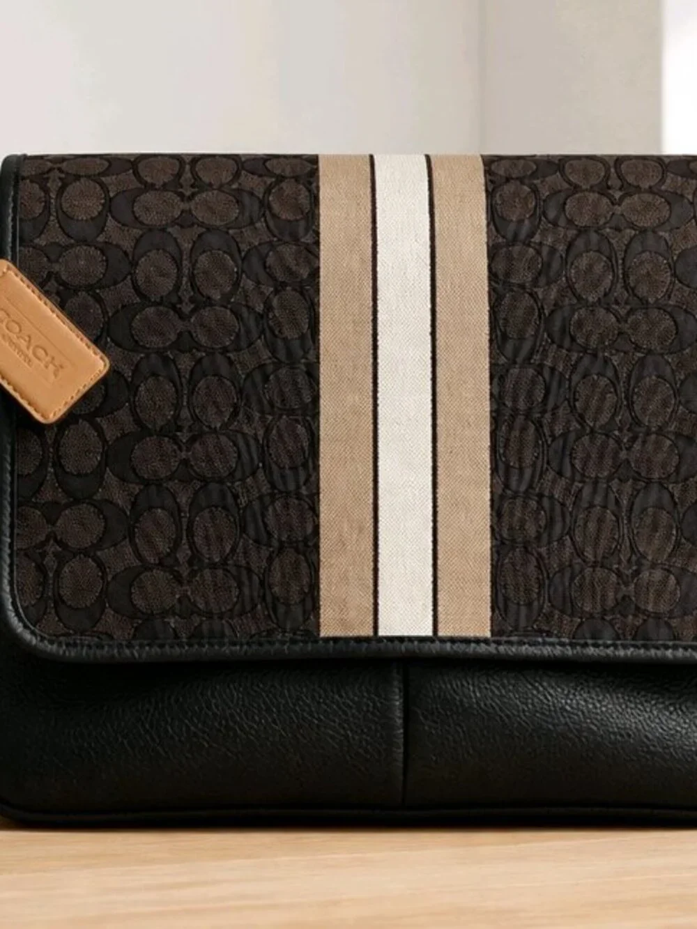 Coach Signature Stripe Flap Shoulder Bag – Discontinued Style